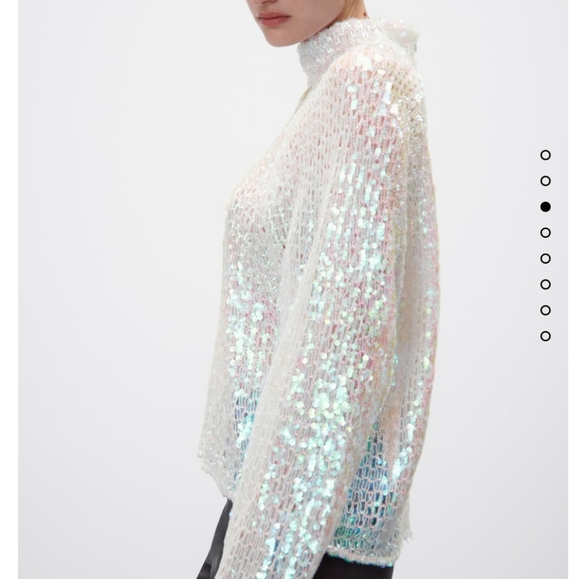 ZARA SEQUIN SWEATER High collar Bloggers favorite - Picture 8 of 16